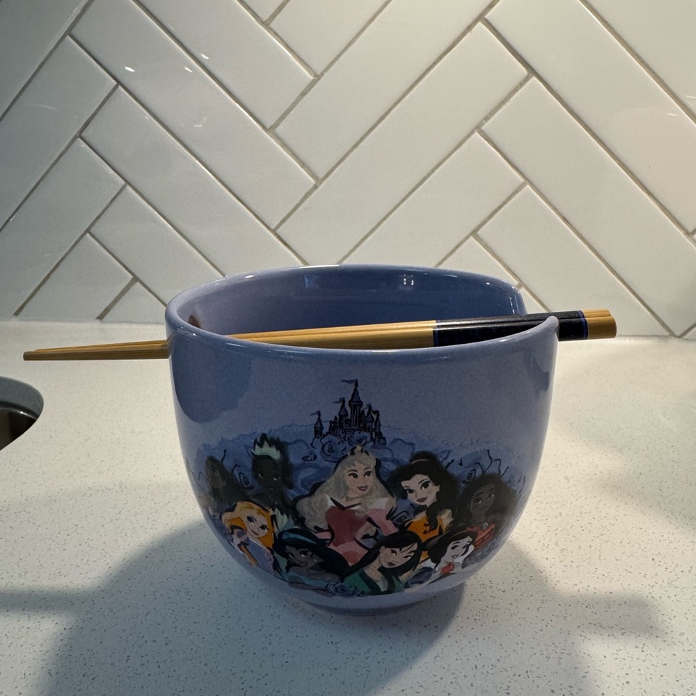 Disney Princess Blue Ramen Bowl with Chopsticks